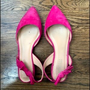 Barney's New York Suede Pointed Toe Hot Pink Flats